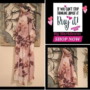 Enfocus Studio Pink Cream Midi Sundress Halter. NWOT Size 6